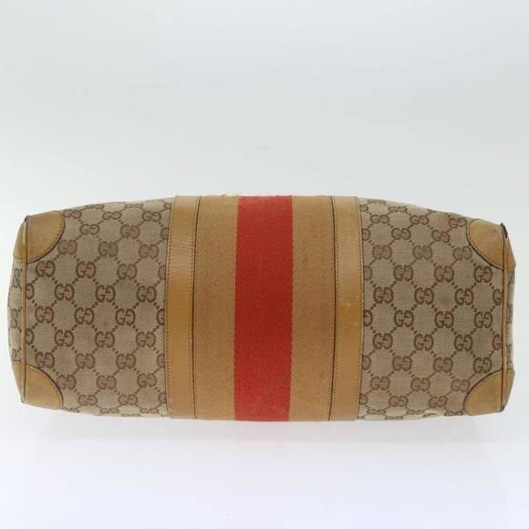 GUCCI GG Canvas Sherry Line Hand Bag Beige Red Brown 000 0846 Auth 70123 - Picture 7 of 16